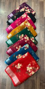 Saree เสื้อเบลาส์ผ้านิ่มพิมพ์ลายสำหรับงานแต่งงานน้ำหนักเบาสไตล์โมเดิร์นสำหรับฤดูร้อน - Product Image 5