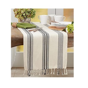 Camino de Tela con estampado de loto para mesa, borlas de boda y comedor, Color sólido, 100% algodón orgánico, certificado GOTS, nuevo, 2023 - Product Image 4