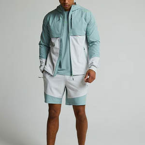 Offre Spéciale extensible Polyester tissu hommes veste fermeture éclair poche arrière évent pour respirabilité coupe-vent vestes de sport - Product Image 2