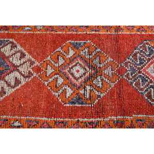 Alfombra Turca de 2.8x9.5 pies, Alfombra Ikat Roja Vintage - Product Image 5