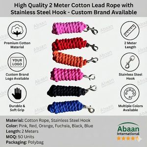 Cuerda de Algodón para Caballos de 2 y 3 Metros |   Correa de Entrenamiento Resistente de Algodón Suave con Broche Metálico - Product Image 2