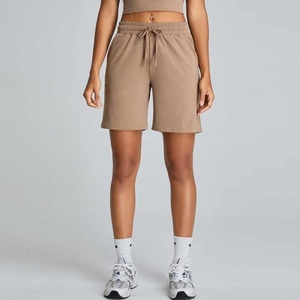 Léger Premium haute qualité femmes été plage Fitness Gym Shorts ensembles motif à carreaux personnalisé taille haute taille élastique - Product Image 3