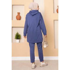 Media cremallera detallada hijab chándal índigo - Product Image 2