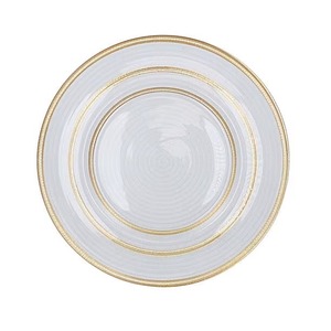 Placa de cargador de cristal de diseño con patrón en relieve dorado que agrega un toque real a la decoración de la Mesa de la boda y el comedor del hogar - Product Image 2