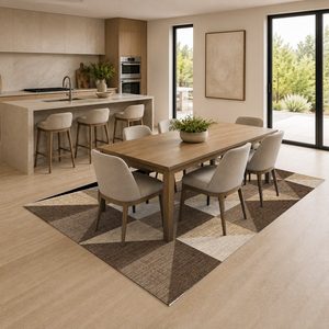 Tapis de salon en chenille antidérapant, imprimé numériquement, lavable en machine, beige et marron, style moderne et vintage, vente en gros, modèle LXDP-0690 - Product Image 4