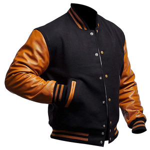 Chaquetas Deportivas Personalizadas al por Mayor para Hombre, Estilo Letterman, con Parches de Lana/Poliéster Bordados en las Mangas, para Invierno - Product Image 4