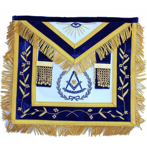 MASONIC-Delantal de piel de cordero azul para el pasado maestro, kit de delantal de cuero plateado para el pasado maestro, 100% - Product Image 3