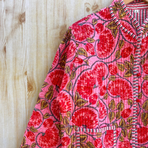 เสื้อนอกผ้าคอตตอนระบายอากาศได้ดีของผู้หญิงแจ็กเก็ตบล็อกลายดอกไม้ผ้าคอตตอนระบายอากาศได้เสื้อโค้ทกลับด้านได้เป็นมิตรกับสิ่งแวดล้อม - Product Image 1