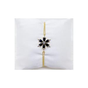 Bracciale in argento da donna placcato in oro 22 carati placcato fiore di loto nero