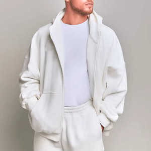 Cotton Fleece Blank Plain Heavyweight <b>Sweatshirts</b> Custom Embroidery Print Logo Oversized Men <b>Full</b> <b>Zip</b> up Hoodie - Product Image 3