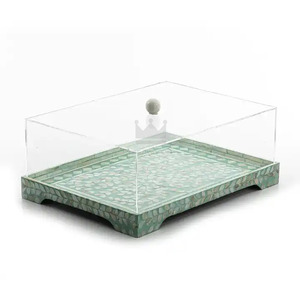 Plateau de service incrusté de nacre de qualité haut de gamme avec couvercle en acrylique beau design plateau de chocolat coquillage en mosaïque pour le Ramadan - Product Image 2