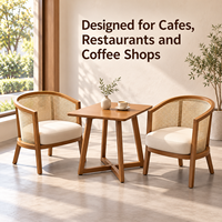 Ensemble de table et chaises de style rustique pour café, mobilier moderne nordique en bois de frêne, fauteuils en rotin pour restaurant, café