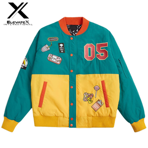 Venta al por mayor 2024 chaqueta universitaria de cuero de gran tamaño para mujer cortavientos liso teñido de algodón largo elegante de punto acolchado - Product Image 4