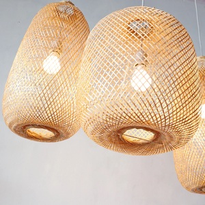 Best Price Hand Woven Natural Bamboo Rattan Lighting Decor Pendent <b>Hanging</b> <b>Lampshade</b> Cover Cheap High Quality - Product Image 5