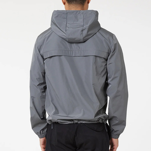 Men Lightweight Full Zip <b>Windbreaker</b> Jacket with Adjustable Hood Water Resistant Nylon Fabric Elastic Cuffs and Side Zip Pockets - Product Image 6