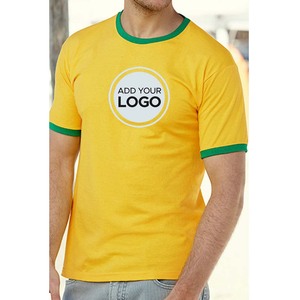 Ringer Camiseta de fútbol amarilla para hombre Camiseta de algodón de manga corta Ringer Camisetas Logotipo personalizado Ringer Camiseta - Product Image 2