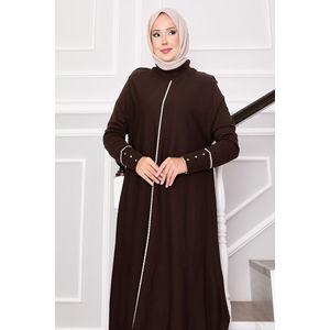 Tunique élégante en tricot marron Mevlana avec rayures scintillantes pour la saison d'automne - Product Image 2