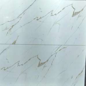 Exportador Indio de Baldosas de Porcelana Vitrificada Esmaltada de 600x1200 mm para Pisos y Paredes, Diseño de Mármol Statuario Carrara Calacatta, Alto Brillo - Product Image 2