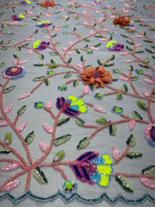 Tela de Red Bordada a Mano en 3D con Cuentas, Accesorios de Lujo para Prendas de Boda con Técnica de Bordado Elegante, Tela No Tejida - Product Image 2