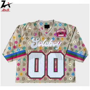 Maillot de football américain à manches raglan unique personnalisé Fans maille chemises Boxy surdimensionnées chemise de camp d'entraînement - Product Image 6