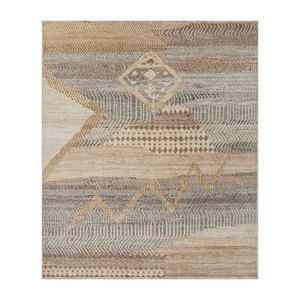 Tapis en laine afghane noué à la main Erbe AKWL-1883, motif géométrique abstrait, pour salon, couloir, viscose, pour la maison - Product Image 1