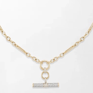 สร้อยคอทองคำแท้ 14K แบบคลาสสิกทรงตัว T ประดับเพชรทรงกลม 236 เม็ด น้ำหนัก 1.98 กะรัต สี GH-VS เหมาะสำหรับโอกาสพิเศษและงานเลี้ยง - Product Image 2