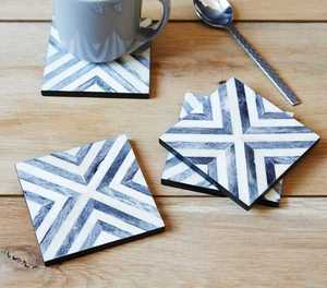 Posavasos con incrustaciones de hueso, juego de posavasos decorativo de hueso blanco y negro, para fiesta de comedor, novedad, 4 Uds. - Product Image 6