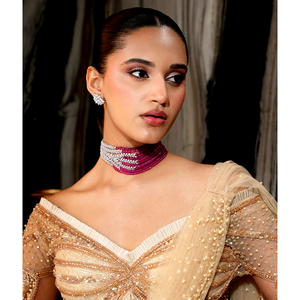 Collier ras-de-cou en or 18 carats avec rubis, perles et diamants - Cadeau tendance pour elle - Product Image 2