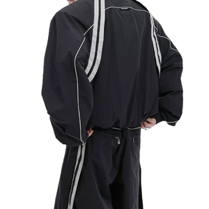 Chaqueta y pantalones de nailon con cremallera, chándales de poliéster para correr de dos piezas, conjunto de chándal cortavientos de nailon personalizado de retazos - Product Image 4