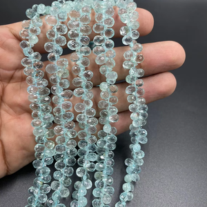 Cuentas facetadas de Aguamarina Natural AAA, 5*7mm, forma de gotas, hebra de 8 pulgadas para la fabricación de joyas, Material de piedra Natural duradero - Product Image 1