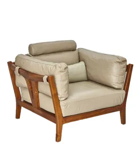 Poltrona de solteiro moderna e elegante com moldura de madeira de teca para sofá conjunto de móveis para sala de estar