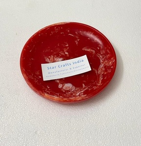 Tazón decorativo chapado en oro de Color rojo brillante de resina epoxi, vajilla de comedor de Metal de aluminio, tazón de Hotel para el hogar - Product Image 2