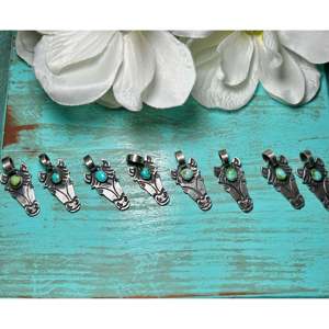 Pendentif en turquoise de la montagne Sonora et argent sterling Kinlale Billah, composants et accessoires de bijouterie - Product Image 2