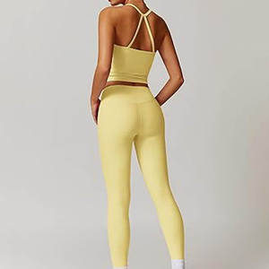 Ropa de gimnasio de poliéster 100% de alta calidad para mujer, ropa deportiva personalizada al por mayor, conjunto de Yoga informal de 2 piezas, Top de lona sólida 2026 - Product Image 2