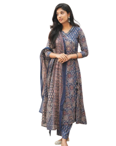 knee length dresses for ladies Cotton Printed Straight Knee Length Kurta Rangita