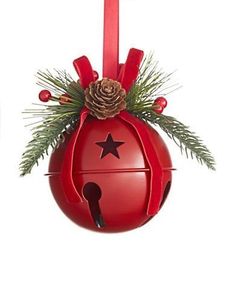 เชือกแขวนกระดิ่งโลหะสีแดงแนวชนบทพร้อมเชือกปอกระเจาสำหรับตกแต่งบ้านสไตล์คริสต์มาสคลาสสิกและตกแต่งผนังตามเทศกาล - Product Image 6