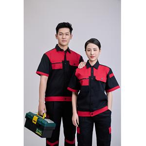 เสื้อผ้าทำงานแขนสั้นสีดำแดงสำหรับผู้หญิง ผ้า TC ความปลอดภัยสูง มองเห็นได้ชัดเจน ทนทาน ระบายอากาศได้ดี สวมใส่สบาย ผลิตในเวียดนาม ยี่ห้อ FMF - Product Image 4