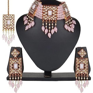 Gargantilla india, collar gargantilla multicolor, gargantilla de Polki, joyería étnica india, collar Kundan, conjunto de joyería nupcial para ella - Product Image 3