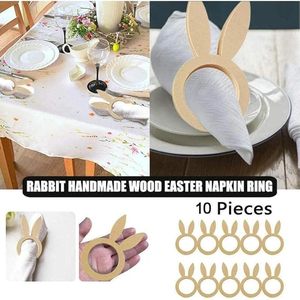 Rabbit Napkin Ring Wood <b>Easter</b> Decoration for Home Party <b>Ornaments</b> Dinner Table Supplies Weddings and Christmas Holidays - Product Image 4