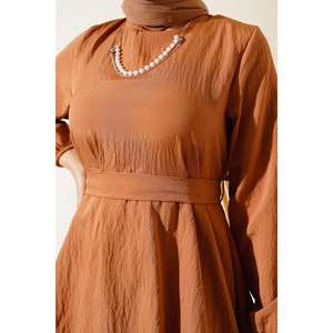 Vestido Flowy Layered Camel - Product Image 1