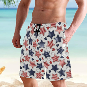 กางเกงขาสั้นชายหาดสำหรับผู้ชายกางเกงขาสั้นผ้ายืดแห้งเร็วทรงหลวมพิมพ์ลายเซิร์ฟลำลอง - Product Image 5