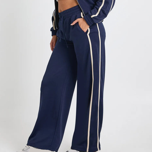 Wholesale Heavy Cotton Ladies Sweatpants Custom Embroidered Logo Heavyweight Regular Fit Straight Winter <b>Lace</b> Flat High Street - Product Image 4