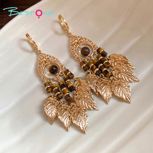 أقراط من حجر عين النمر بتصميم عتيق وبسيط وأنيق، هدية مثالية للنساء - Product Image 4