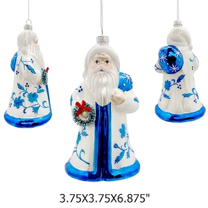 Alta calidad Popular Navidad Año Nuevo decoración brillante blanco azul real vidrio 3D vestido largo Santa ornamento - Product Image 3
