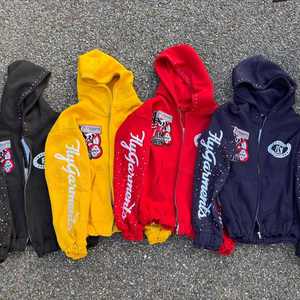 Sudadera con Capucha Personalizada con Bordado de Pedrería y Cremallera, 100% Algodón French Terry, Ropa Urbana Masculina de Otoño, Corte Regular - Product Image 5