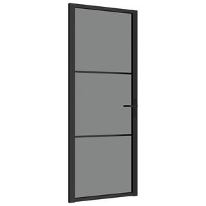 Porte de séparation intérieure neuve en verre ESG noir et aluminium, 32,7''x79,3'', originale - Product Image 2