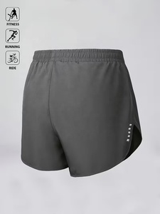 Shorts de sport pour hommes, couleur unie, séchage rapide, taille élastique, style sportif, shorts d'entraînement adaptés à la course à pied et à la salle de sport - Product Image 2