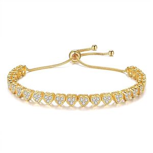 Bracelet Cœur Double Couche Luxe Plaqué Or 18K, Bracelet Tennis Sertie de Pierres pour Femme, Bijou Tendance, Cadeau, Vente en Gros, OEM - Product Image 3