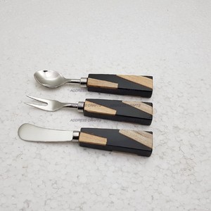 Modern Design Stainless Steel <b>Cheese</b> Knife <b>Set</b> with Resin & Wood Handle kitchenware Unique Office Party And Restaurant Used - Product Image 4