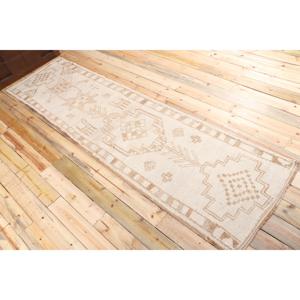 พรมขนาด 3x10.9 ฟุต, พรมวินเทจตุรกี, พรมขนสัตว์ลายจุดสีเบจน้ำตาล - Product Image 4